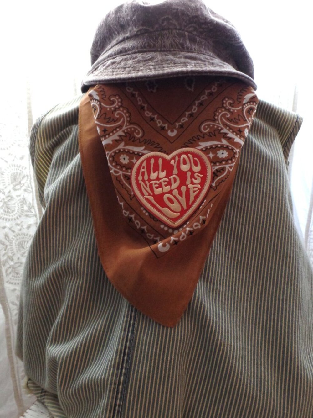 Hand Crafted Bandana Neckerchief Triangle Scarf LOVE - Picture 7 of 10